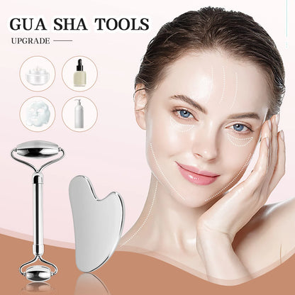Facial Roller Metal Gua Sha Facial Tools Set